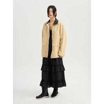 럭키슈에뜨 V Neck Layered Poly Dress (black)_LFDAM25330BKX