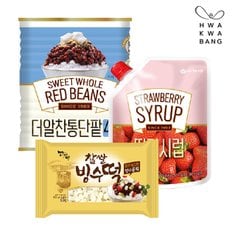 통단팥 딸기 빙수세트1 (더알찬통단팥 850g+딸기시럽 500g+찹쌀빙수떡 300g)