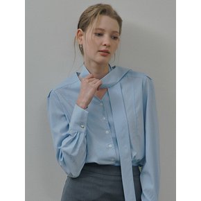 V-neck Tie Blouse - Sky Blue