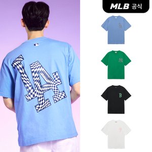 MLB [코리아공식][정상가 79,000원]체커보드 클리핑 로고 오버핏 반팔 티셔츠 (4COLOR)