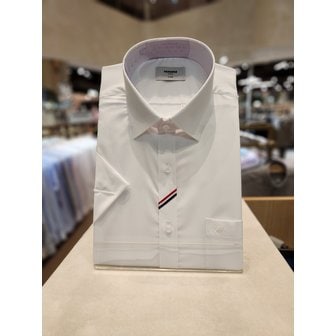 레노마 일반핏) 시원하고 구김없는 TR 스판 트윌   플라켓  흰색 반팔셔츠 (RNUSG0210-WH )