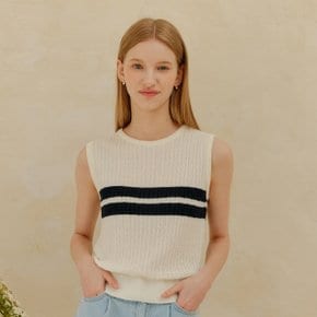 CABLE SLEEVELESS KNIT_WHITE