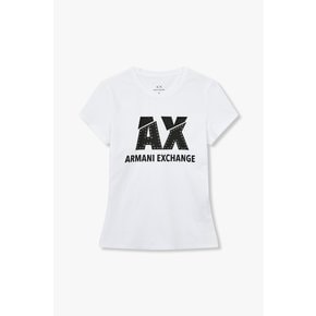 AX 여성 라인스톤 로고 이지 티셔츠-화이트(A424130027)