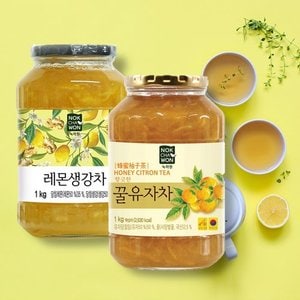 녹차원 [BEST액상차] 꿀유자차 1kg+레몬생강차 1kg