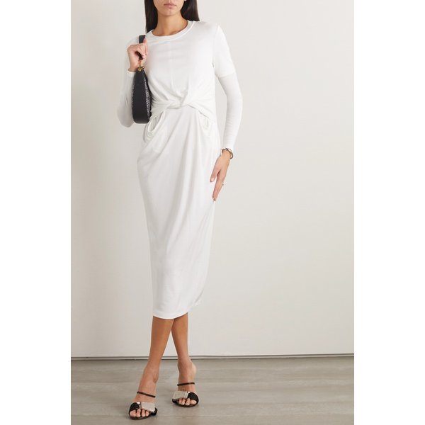 드레이프 저지 맥시 드레스 화이트