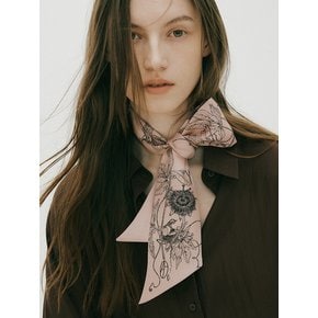 Botanic Garden Long Twilly Silk Scarf - Rose