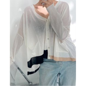 루즈핏 시스루 브이넥 포켓 가디건  WIBACD062 _P356424203