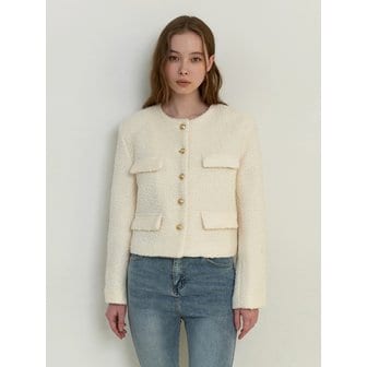 카인더베이비 boucle wool jacket - cream