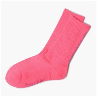 먼싱웨어 네온핑크 여성 레터링 크루 삭스 MQ122PSO23(FPIK)