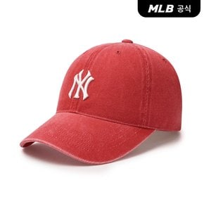 [코리아공식] 베이직 워싱 언스트럭쳐 볼캡 NY (D.Red)