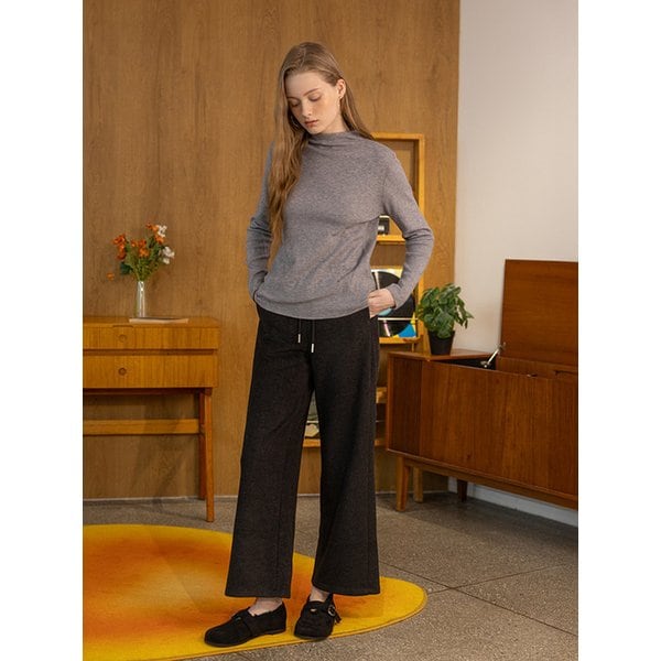 DD_Gray basic crew neck knit top