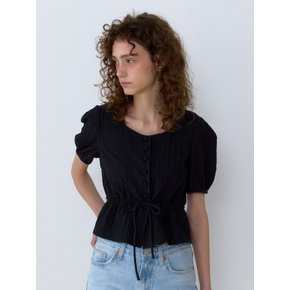 CRINKLE NATURAL BLOUSE BLACK