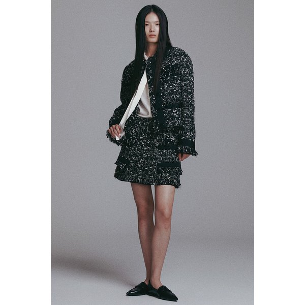 프린지 트위드 미니 스커트 7115435905199