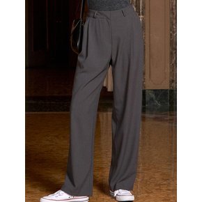 Straight fit pintuck slacks - charcoal