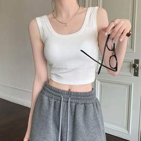 여성 데일리 무지 크롭 나시티 1P 이너 민소매 티셔츠