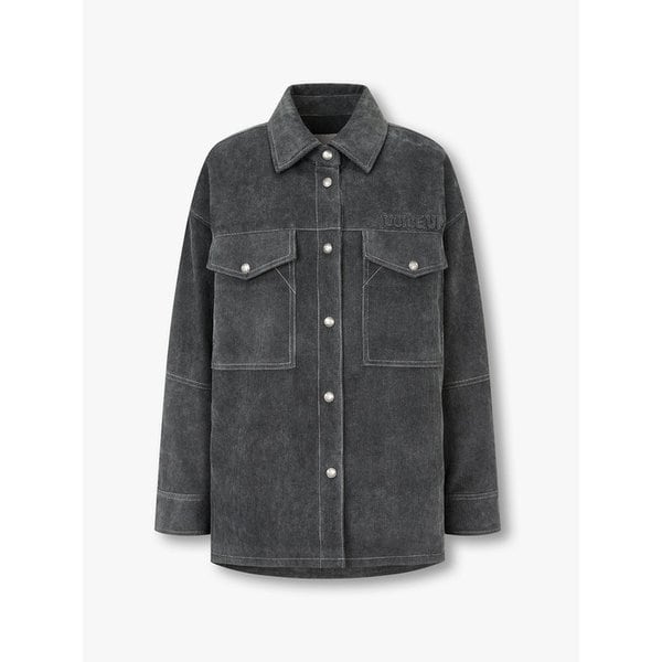 코듀로이 패딩 하프 셔츠 점퍼_챠콜 7156120100