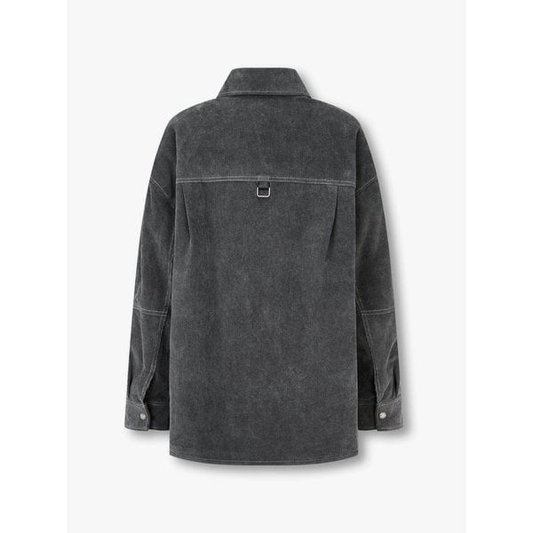 코듀로이 패딩 하프 셔츠 점퍼_챠콜 7156120100