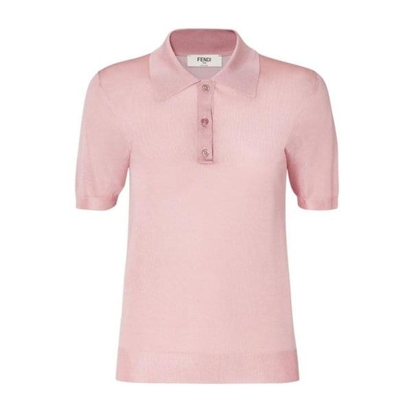 26SS 펜디 샤이니 비스코스 폴로 셔츠 FZXE82 AW4V F1W0S LIGHT PINK DOM