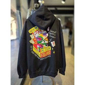 더블제이디 [시흥점] 랜덤피규어 부클베어 경량 오버핏 후드집업(남여공용)/JGZK40903BK