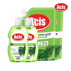 아키스 베이킹소다 솔잎 주방세제 용기 780ml x2개+리필 1200ml x2개