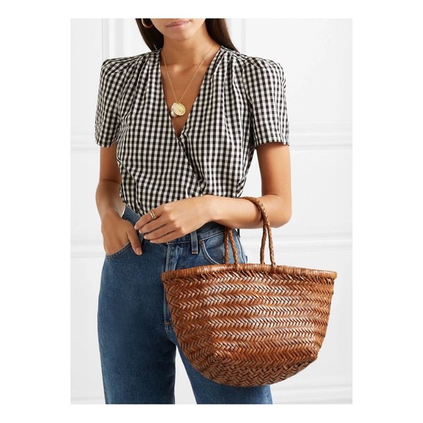 밤부 트리플 점프 스몰 우븐 가죽 토트 탠 브라운 1890828707513268