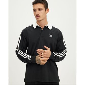 아디다스 5023014 adidas Adicolor Rugby Polo Shirt - Black 103619382