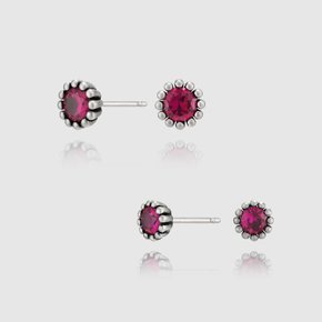 Ruby Stone Stud Earring 대