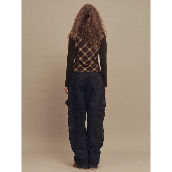 스네이크 엠보싱 패턴 오버핏 카고 진