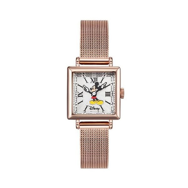 디즈니 D11922MRW 미키마우스 뉴트로 사각 여성 메탈 손목시계