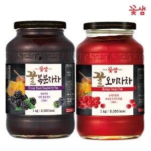  꽃샘 꿀 복분자차 1KG +꿀 오미자차 1KG (과일청)