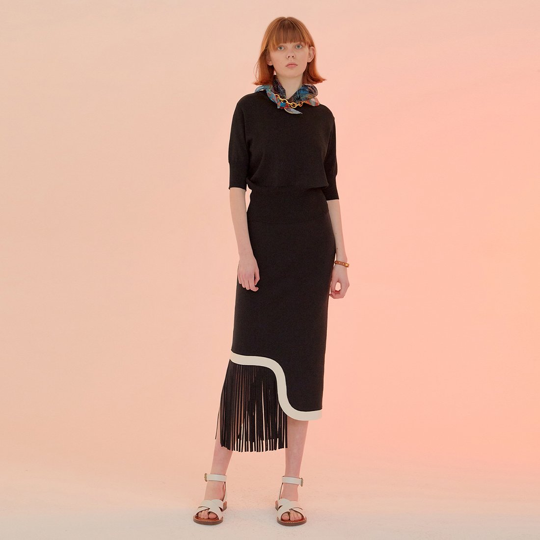 Lain Fringe Skirt_Black, 신세계백화점 Lain Fringe Skirt_Black