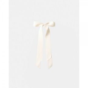 4817829 Bershka Satin-finish Hair Clip With Bow - Cream