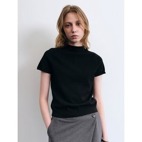 Rachel Mock-neck Knit Top (Black)