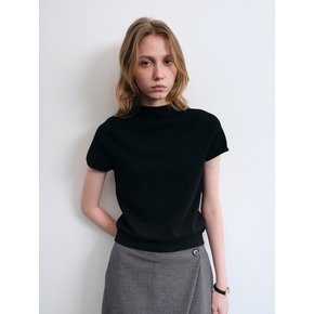 Rachel Mock-neck Knit Top (Black)