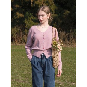 [송혜린 ]SALENA wool v neck cardigan_popcorn pink