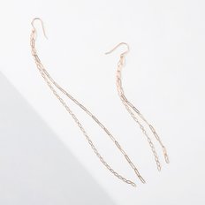 14K 시크릿 롱체인 언발 두줄 귀걸이_10cm_1개