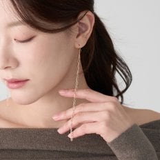 14K 시크릿 롱체인 언발 두줄 귀걸이_10cm_1개