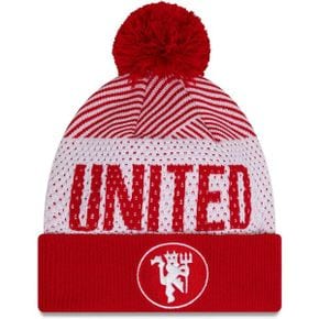 4547744 New Era Mens Red Manchester United Engineered Sport Cuffed Knit Hat with Pom