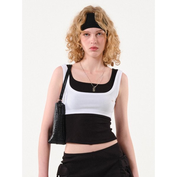 Cropped Ribbed Tank Top (White)