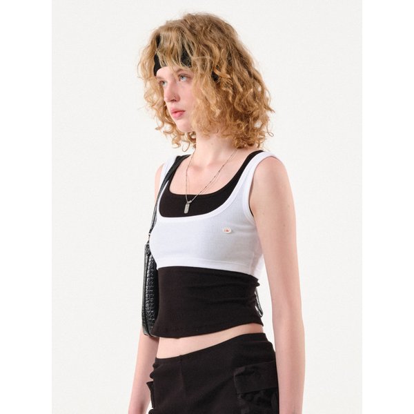 Cropped Ribbed Tank Top (White)