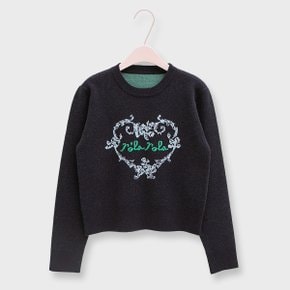 X SAKI HEART KNIT NAVY