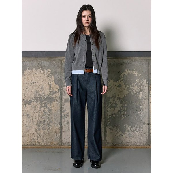 Round Neck Knit Cardigan  Grey (KE615AM013)