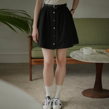 노운베러 Lace button point skirt_Black