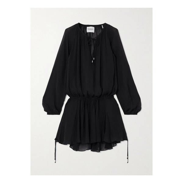 에뜨왈 베스 개더 조젯 미니 드레스 블랙 46376663162889642