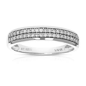 5390318 Vir Jewels 1/4 cttw 42 Stones Round Cut Lab Grown Diamond Wedding Band .925 Sterli