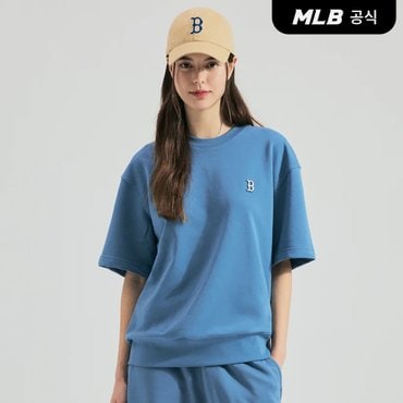 MLB [코리아공식]베이직 스몰로고 오버핏 반팔 맨투맨 BOS (Ptn.Indigo)