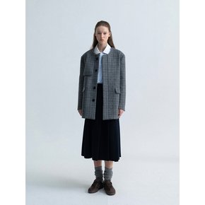 check flap half coat (grey)