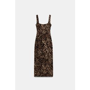 ZARA 자라 질감과 애니멀 패턴이 가미 미디 원피스 5039 822 051