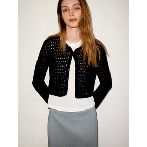 HANDMADE CROCHET KNIT JACKET_BLACK