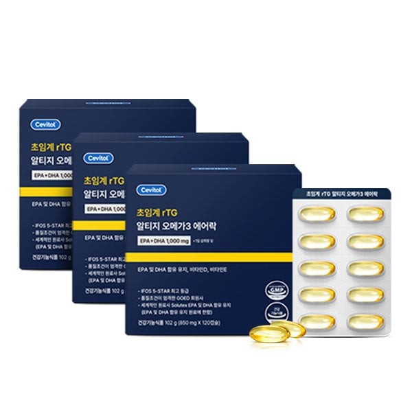 초임계 rTG 알티지 오메가3 에어락, 850mg x 120캡슐, 3세트